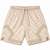 Short de Básquetbol Jorda Diamond – Crema Arena con Patrón de Siluetas