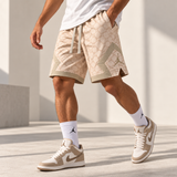 Short de Básquetbol Jorda Diamond – Crema Arena con Patrón de Siluetas