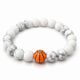 Pulsera de Básquetbol con Cuentas Blancas – Unisex