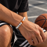 Pulsera de Básquetbol con Cuentas Blancas – Unisex