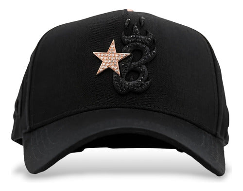 Gorra Barbas Hats B Star Gold Rose Diamante Black Oro Rosado
