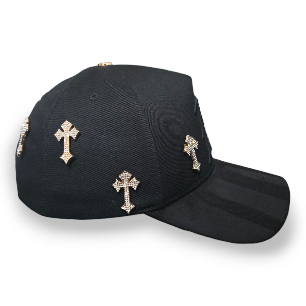 Gorra Bar B Chrome Cruces Diamantes Oro