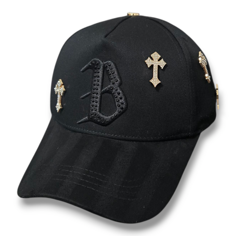 Gorra Bar B Chrome Cruces Diamantes Oro