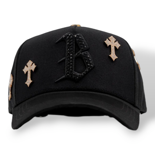 Gorra Bar B Chrome Cruces Diamantes Oro