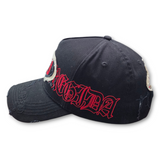 Gorra Diseño Dandy Hats X Fuerza Regida Distressed Negro Rojo