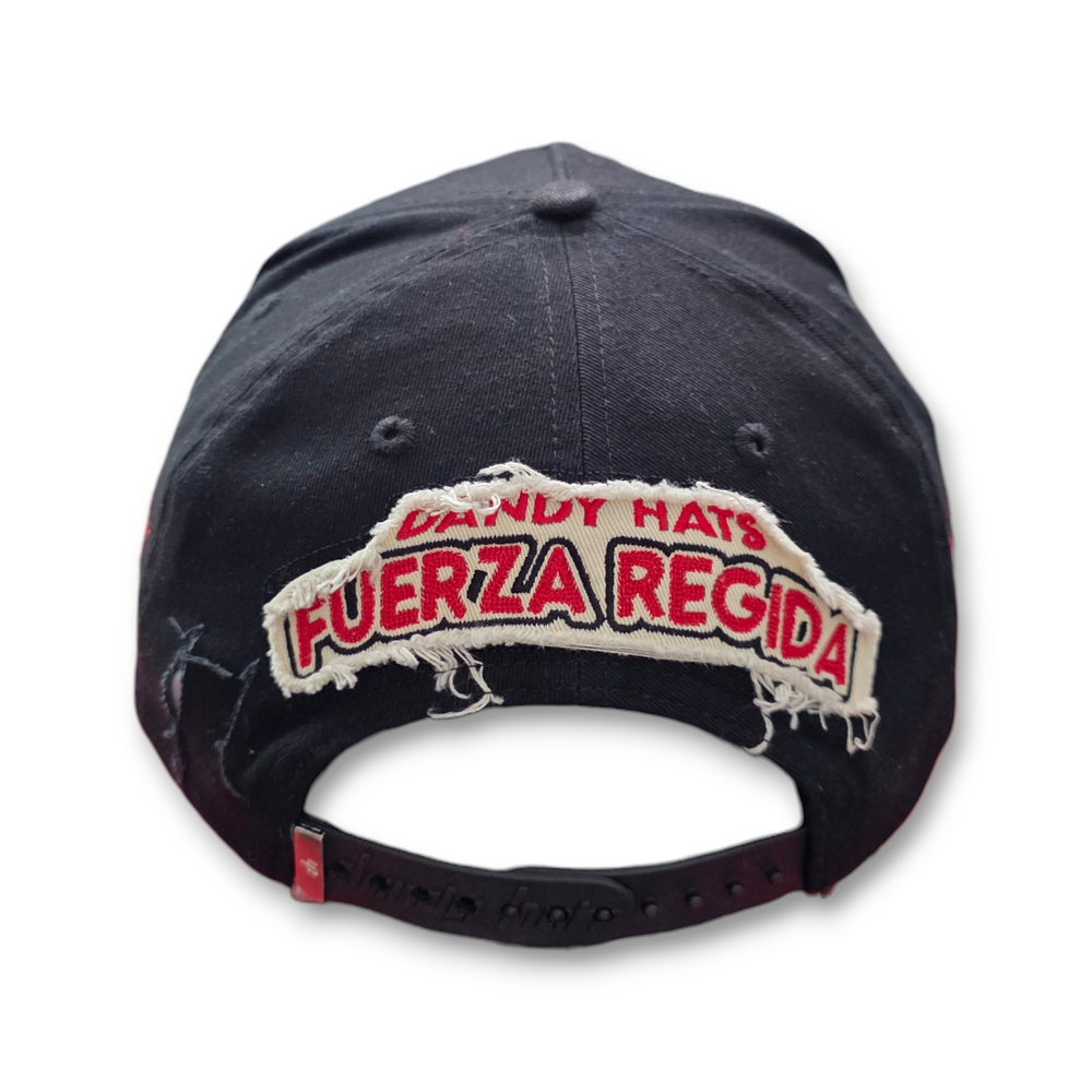 Gorra Diseño Dandy Hats X Fuerza Regida Distressed Negro Rojo