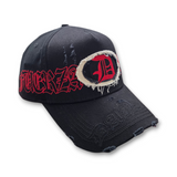 Gorra Diseño Dandy Hats X Fuerza Regida Distressed Negro Rojo