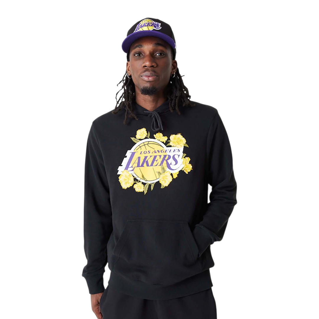 Hoodie Los Angeles Lakers Floral – Unisex New Era OG (Black Edition)