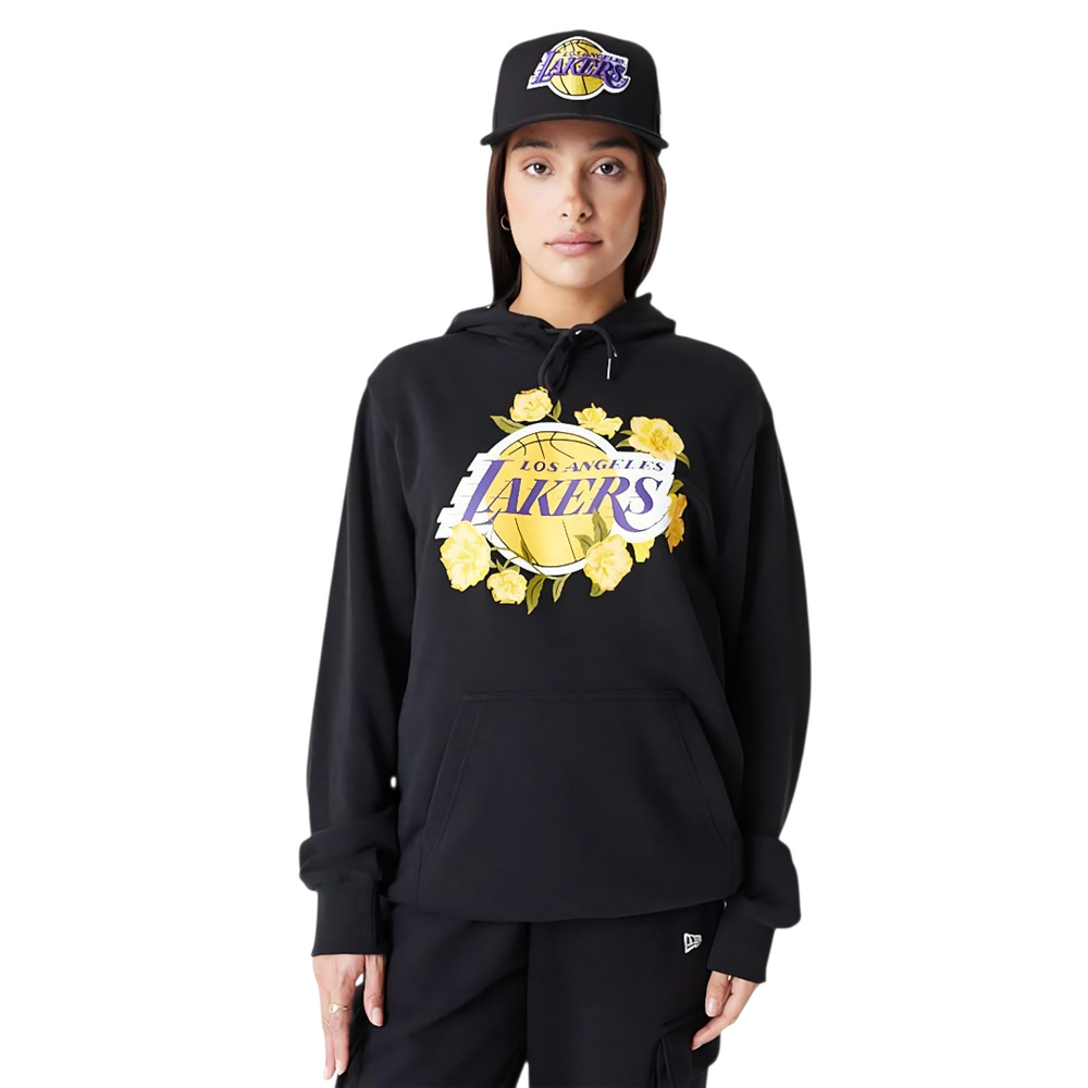 Hoodie Los Angeles Lakers Floral – Unisex New Era OG (Black Edition)