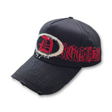 Gorra Diseño Dandy Hats X Fuerza Regida Distressed Negro Rojo