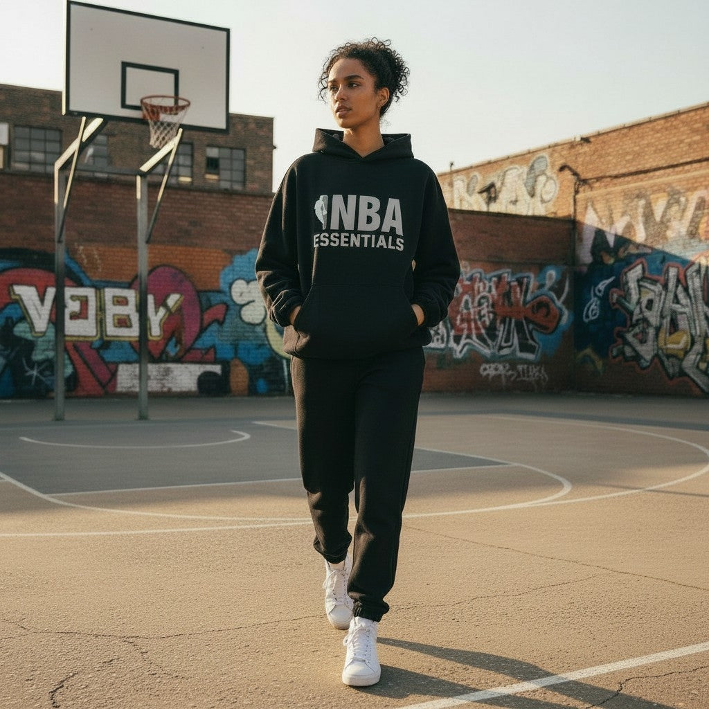 Hoodie Fear Of God x NBA Essentials – Unisex Oversized (Black Edition)