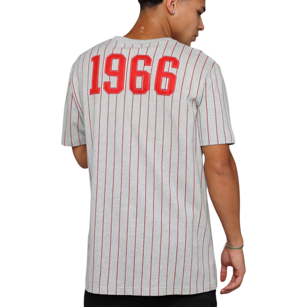 Playera Chicago Bulls Pinstripe Gris | New Era Heritage Edition