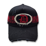 Gorra Diseño Dandy Hats X Fuerza Regida Distressed Negro Rojo