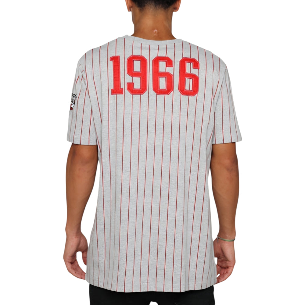 Playera Chicago Bulls Pinstripe Gris | New Era Heritage Edition
