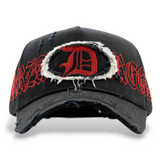 Gorra Diseño Dandy Hats X Fuerza Regida Distressed Negro Rojo
