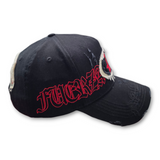 Gorra Diseño Dandy Hats X Fuerza Regida Distressed Negro Rojo