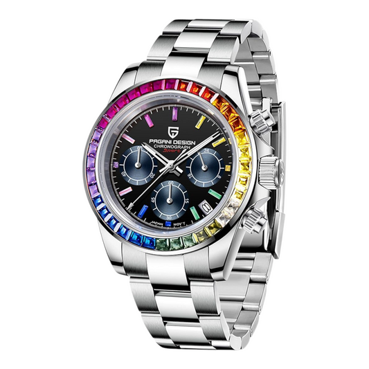 Reloj Pagani Design PD-1664 – Bisel Arcoíris con Cristales y Estilo Lujo