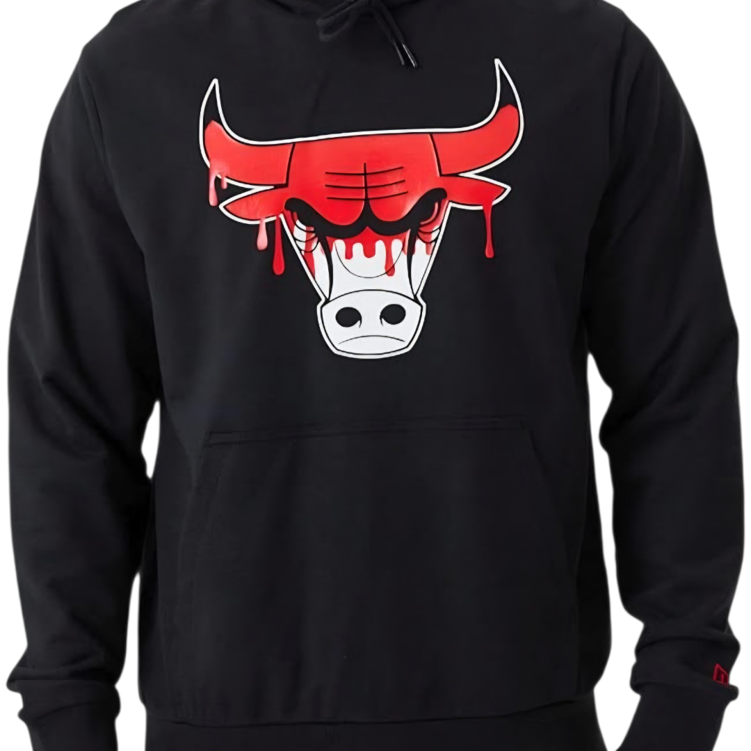 Hoodie Chicago Bulls Drip Logo – New Era OG Unisex (Black Edition)