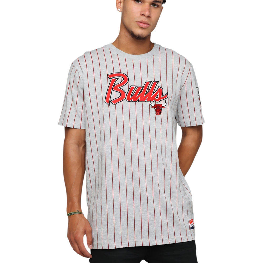 Playera Chicago Bulls Pinstripe Gris | New Era Heritage Edition