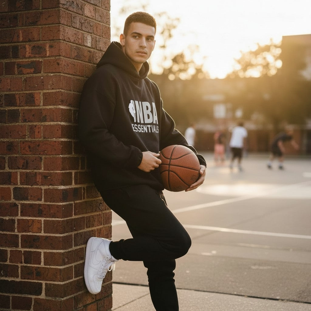 Hoodie Fear Of God x NBA Essentials – Unisex Oversized (Black Edition)