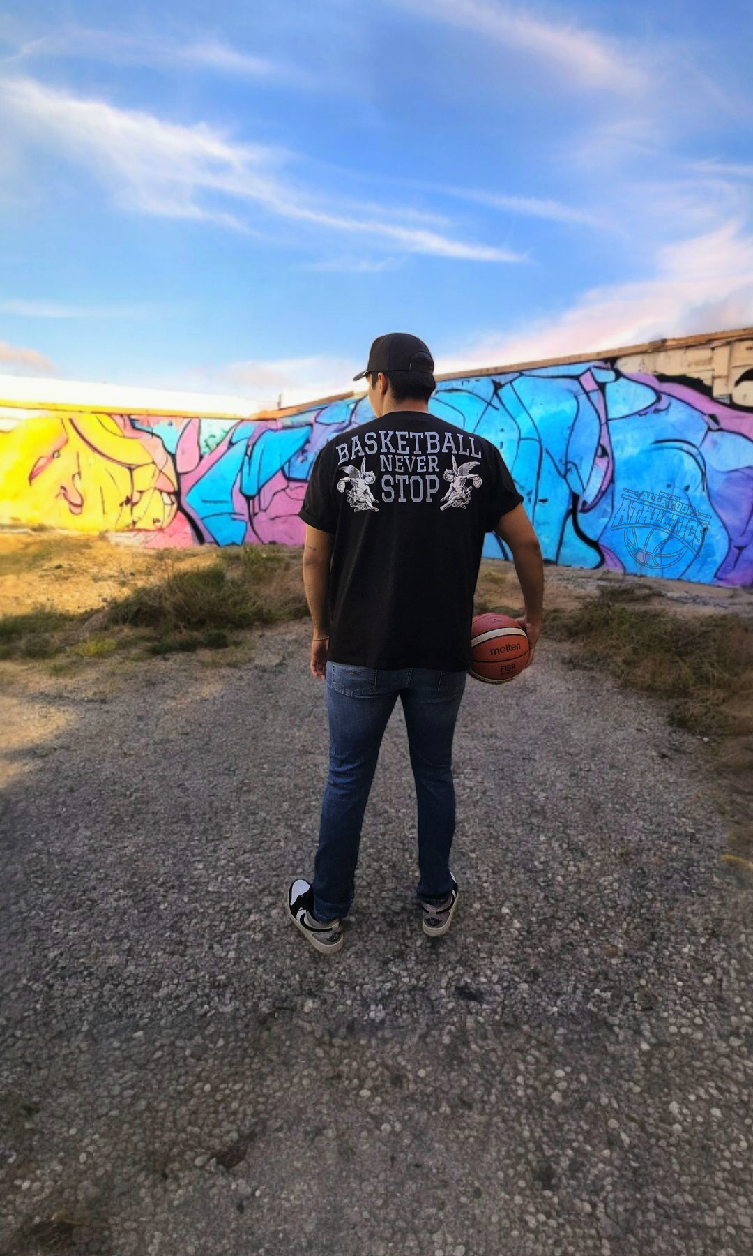 Playera Semi Oversize “Basketball Never Stop” – Drop 1 Diseño Exclusivo AlleyOop